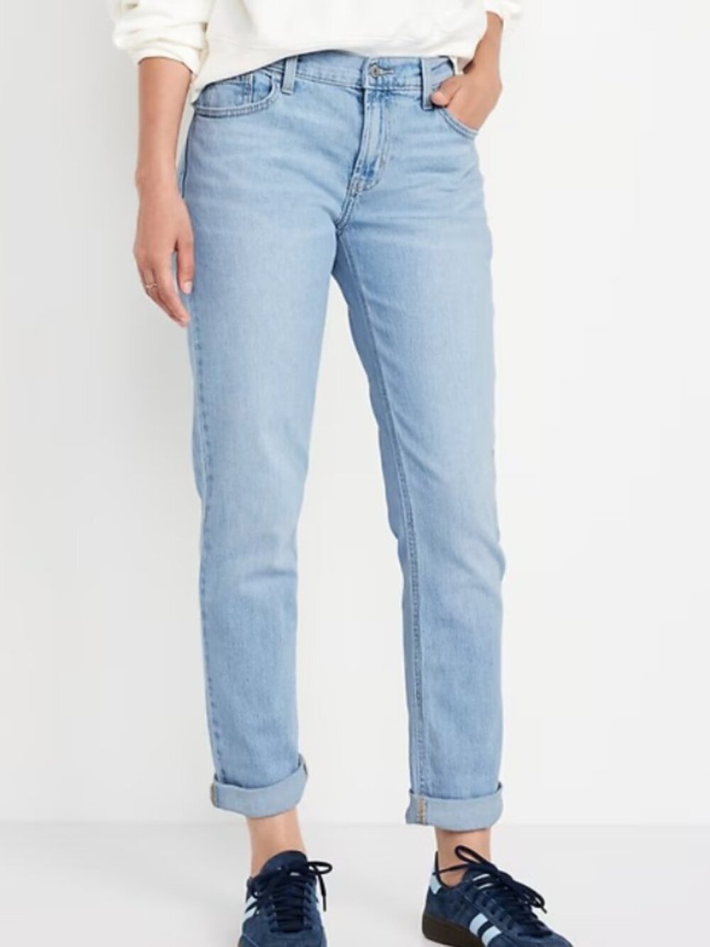 Old Navy Jeans Women 4 Mid Rise Wow Boyfriend Straight Leg Light Wash Blue Denim